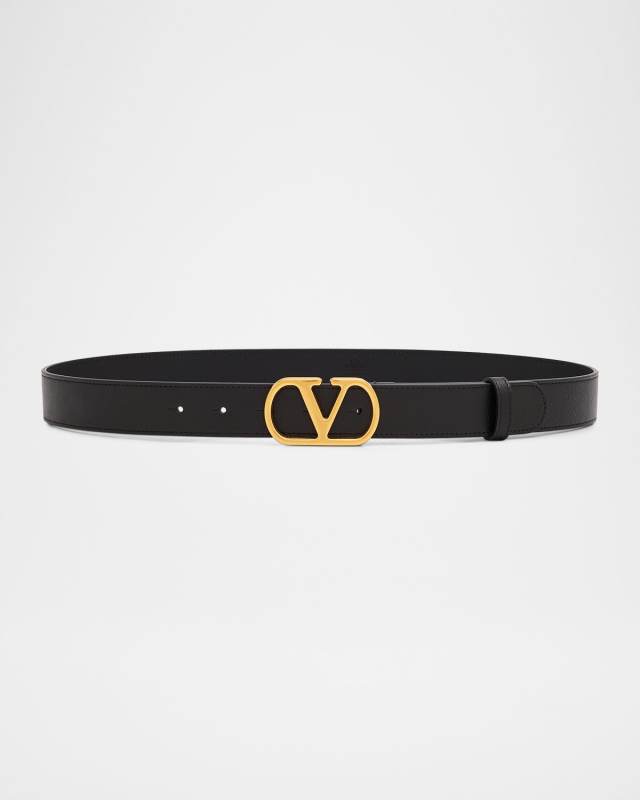 VLogo Signature Calfskin Leather Belt, 30
